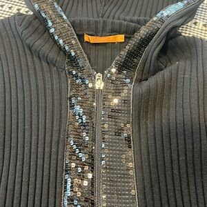Unique size med. sequin hooded and knit hooded sweater. Sequins on both sides.